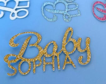 Personalisierte Glitter Baby Name Confetti, Duschdekorationen