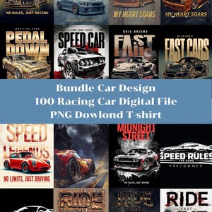 Bundle Vintage T-shirt Design Car Racing Digital Donwond File. high-resolution