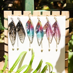 Black Butterfly Earrings, Resin Earrings, Handmade Fairy Wings Earrings, Pink Butterfly Earrings, Birthday Gift For Her,Statement Earrings