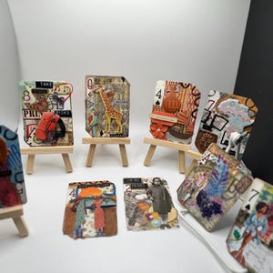 Cartas de baralho alteradas, APC, conjunto de 9 cartas, itens efêmeros de diário, arte de colecionador, “estética africana”, artesanato de colagem.
