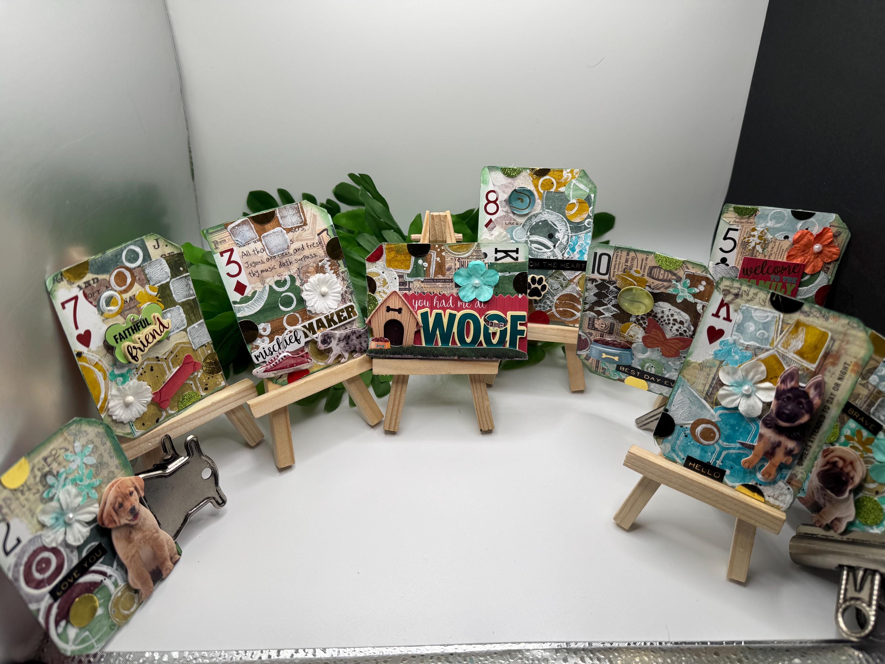 Altered Playing Cards - "The WOOF Collection" - Dog Lover Art, Set of 9