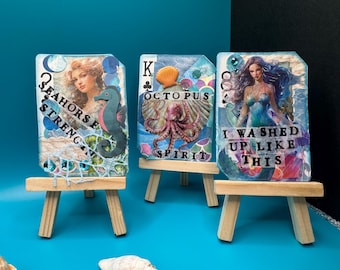 Altered Playing Card Set: Under the Sea Collage Art, Journal Ephemera