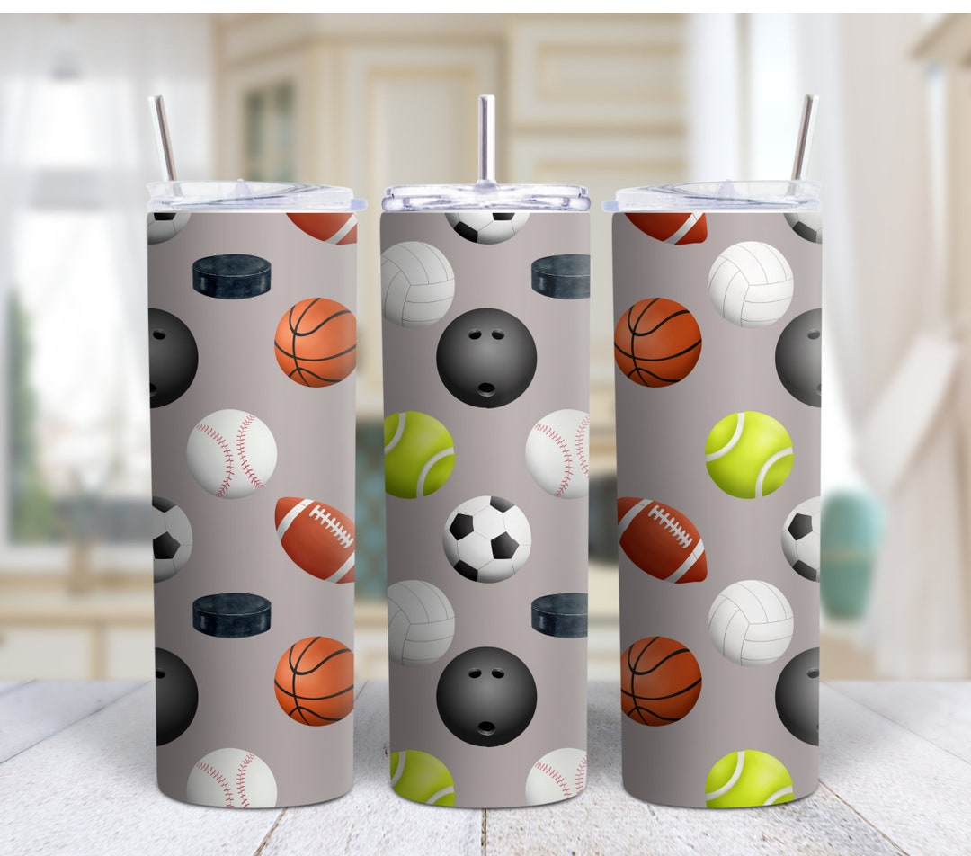 Sports Balls Tumbler Sublimation Design, Sports Tumbler Wrap, Digital