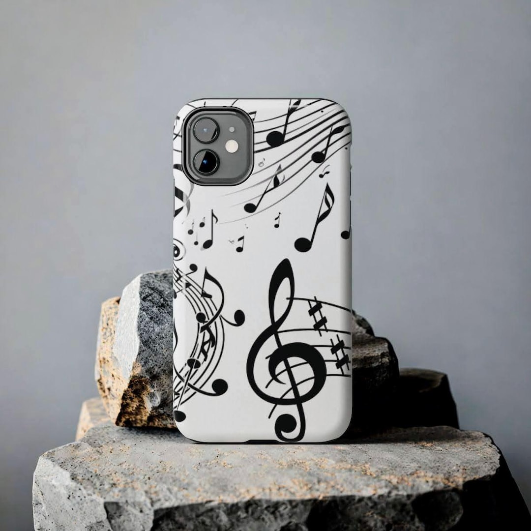 Black Music Notes Phone Case | Treble Clef Musical Notes Pattern - Etsy