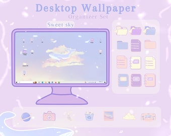 Tema Sweet Sky para desktop: Conjunto de papéis de parede e ícones