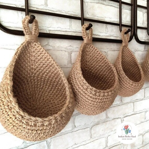 Bohemian Jute Hanging Wall Basket