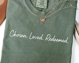 Chosen Loved Redeemed Png, Minimalist Christian Png, Christian Svg, Religious Svg, Scripture Svg, Bible Verse Svg, Jesus Png, Faith Png