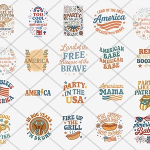 4th Of July Png Bundle, Patriotic Png Bundle, Boho Png Bundle, Retro USA Png, Independence Day Bundle, Funny Png Bundle, Sublimation Bundle