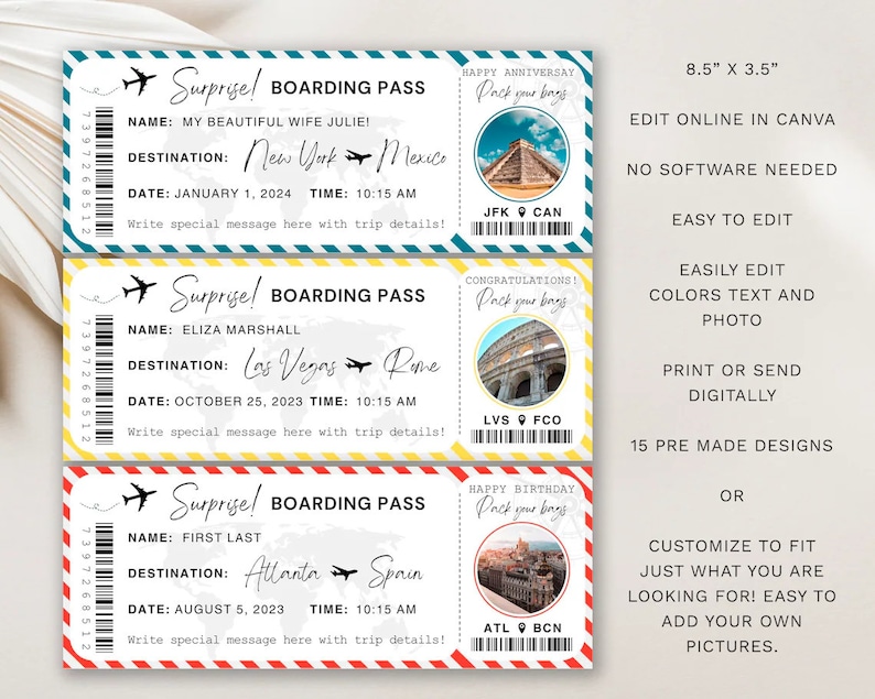 Surprise Boarding Pass Fake Boarding Pass for Surprise Destination