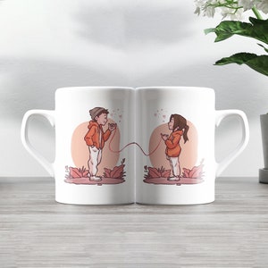 Cute Digital Mug Design for Couple Souvenir, Anniversary, Valentine's Day Gift Double Design Coffee Lover Best Couple