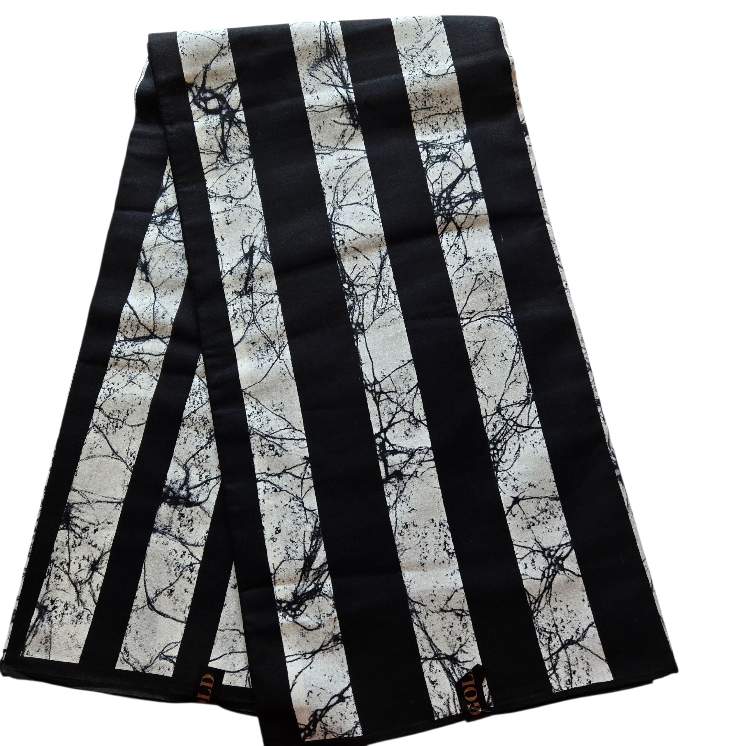Black and White Strips Ankara Fabric, Ankara Fabric by the 