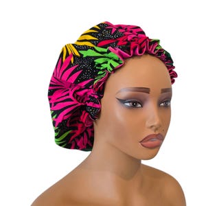 Ankara Satin-lined Bonnet, African Fabric Satin-lined Bonnet, Satin Cap, Adult Satin Bonnet, Protective Cap, Sleep Cap, Ankara Bonnet