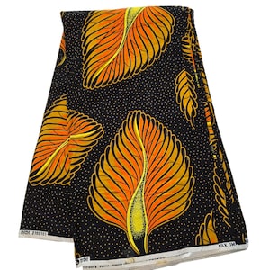 Black and Gold African Print Fabric, Ankara Fabric, African Fabric by the yard, African Fashion, Wax Print, Black and Yellow Fabric