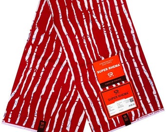 Tessuto africano rosso e bianco, tessuto Ankara rosso e bianco, tessuto africano tagliato su misura, Ankara, tessuto tribale, tessuto 100% cotone