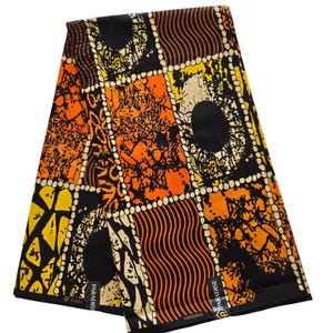 Yellow Patchwork Fabric African Ankara Print Fabric, African Fabric by the yard, African Print Fabric, Ankara Fabric, Patchwork Fabric.