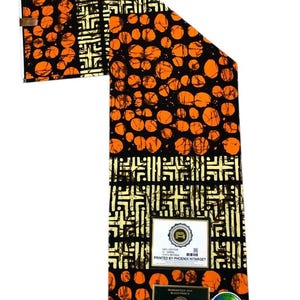 Black, Cream, Orange African Ankara Fabric, African Fabric by the yard, African Print Fabric, Ankara Fabric, Wax Print, Cotton Fabric