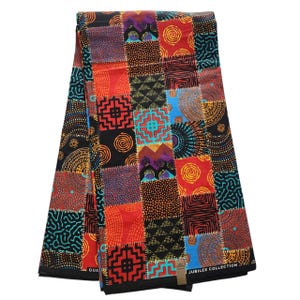 Orange Patchwork Fabric African Ankara Print Fabric, African Fabric by the yard, African Print Fabric, Ankara Fabric, Patchwork Fabric.