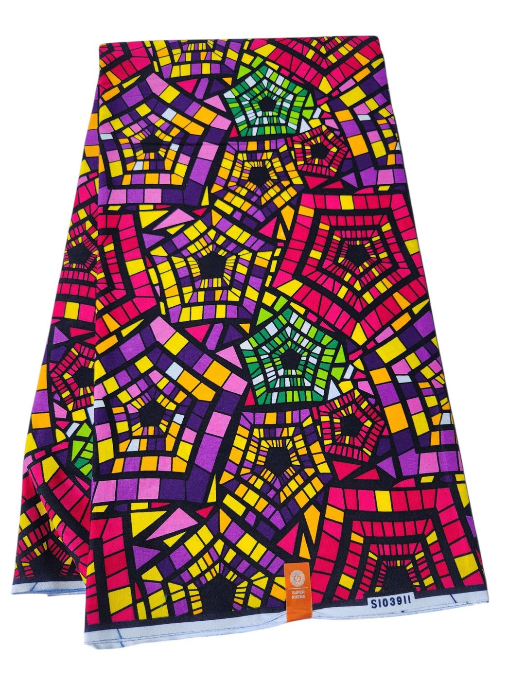 Tropical Yellow and Purple Leaf Ankara Fabric