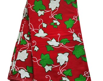 Red and Green African Ankara Fabric, African Fabric by the yard, African Print Fabric, Ankara Fabric, Wax Print Fabric, Red Fabric.