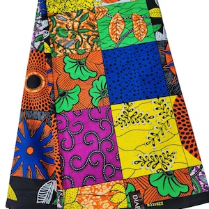 Yellow Patchwork Fabric African Ankara Print Fabric, African Fabric by the yard, African Print Fabric, Ankara Fabric, Patchwork Fabric.