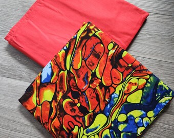Ankara 3yards Combo, Plain and Pattern Fabric, Mix & Match Combo Fabric, African Print Fabric, Ankara Fabric, African Clothing.