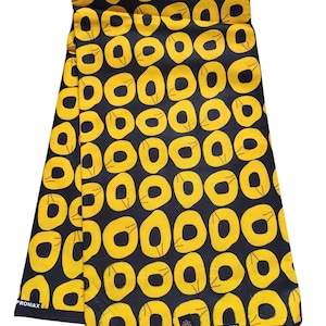 Yellow and Black African Ankara Fabric, African Fabric by the yard, African Print Fabric, Ankara Fabric, Yellow Fabric, Multicolor Fabric.
