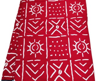 Red and White Tribal African Print Fabric, Red and White Ankara Fabric, African Fabric by the yard, Ankara, Tribal Fabric