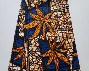 Brown, Blue and Orange Ankara Fabric, African Print Fabric, African Fabric by the yard, African Print Fabric, Ankara Fabric, Wax Print