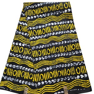 Black and Yellow African Ankara Fabric, African Fabric by the yard, African Print Fabric, Ankara Fabric, Yellow Fabric, Black Fabric.