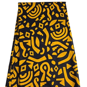Black and Gold African Print Fabric, African Fabric by the yard, African Print Fabric, Ankara Fabric, Wax Print Fabric, Cotton Fabric
