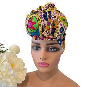 Yellow Paisley Ankara Headwrap, African Print Headwrap, Ankara Headwrap, Headtie, Ankara Headband, Natural Hair, Scarf, Protective Styling