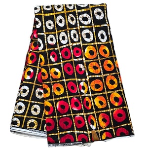 Black and Orange Ankara Fabric, African Print Fabric, African Fabric by the yard, Ankara Fabric, Black Fabric, Wax Print, Orange Ankara