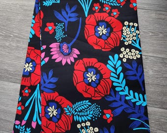 Tela estampada africana, tela africana cortada a medida, tela Ankara, tela Ankara verde azulado y negra, moda africana, tela Ankara doblada