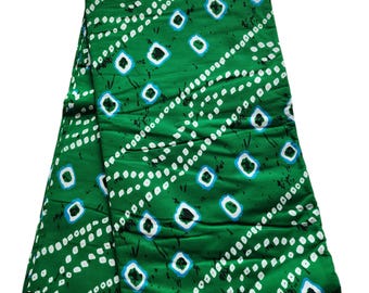 Tela africana Ankara verde y blanca, tela africana cortada a medida, tela estampada africana, tela Ankara, impresión de cera, tela de algodón