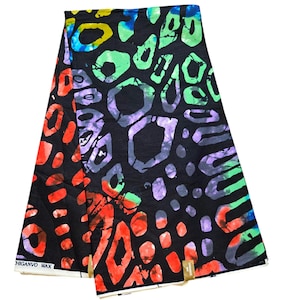 Schwarzer, Roter und Blauer Afrikanischer Ankara-Stoff, Afrikanischer Stoff, Afrikanischer Druckstoff, Ankara-Stoff, Wachsdruck, Stoff, 100% Baumwolle