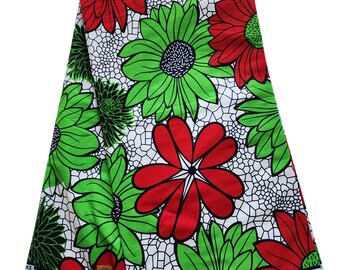 Green and Red Ankara Fabric, African Fabric by the yard, African Print Fabric, Ankara Fabric, Wax Print Fabric, African Clothing.