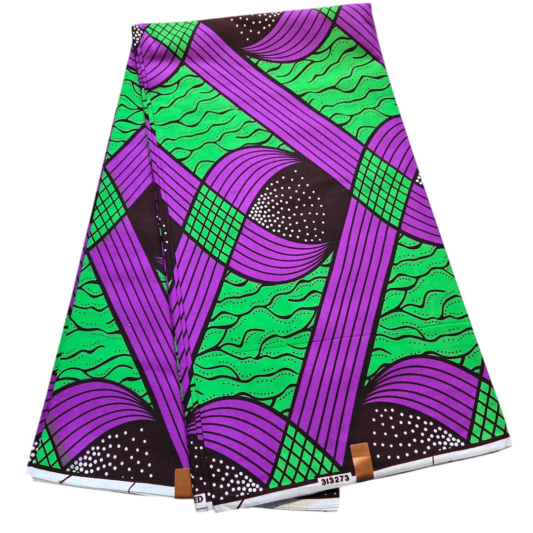 Green and Purple African Print Fabric, Ankara Fabric, African Fabric by ...
