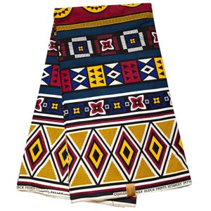 Blau und Gelb Tribal Afrikanischer Druckstoff, Ankara-Stoff, Afrikanischer Stoff, Wax Print Stoff, 100% Baumwollstoff, Ankara-Stoff.