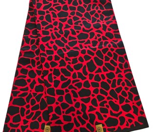 Red and Black Circle Ankara Fabric, African Fabric by the yard, African Print Fabric, Ankara Fabric, Wax Print, Red Animal Print Fabric