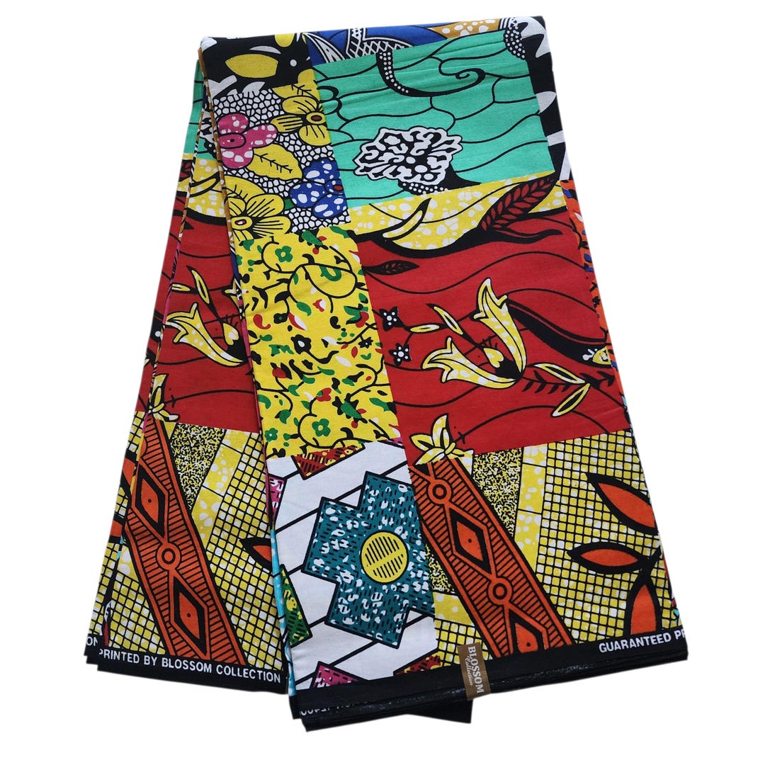 Yellow Patchwork Fabric African Ankara Print Fabric, African Fabric by ...