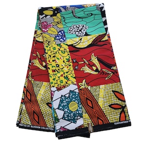 Yellow Patchwork Fabric African Ankara Print Fabric, African Fabric by the yard, African Print Fabric, Ankara Fabric, Patchwork Fabric.