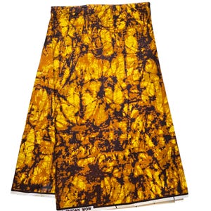 Brown and Yellow Batik African Print Fabric, Ankara Fabric, African Fabric by the yard, Wax Print Fabric, 100% Cotton Fabric, Ankara Fabric.