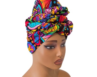 African Headwrap, African Print Headwrap, Ankara Headwrap, Head Ties, Ankara Headband, Natural Hair Wrap, Ankara Headscarf, Brown Headwrap
