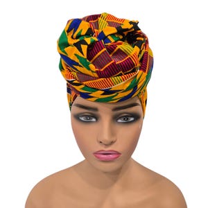 Yellow kente Headwrap, African Print Headwrap, Ankara Headwrap, Head Ties, Ankara Headband, Natural Hair, Ankara Headscarf, Yellow Kente