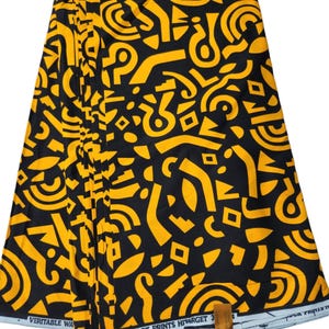 Black and Gold African Print Fabric, Ankara Fabric, African Fabric by the yard, African Fashion, Wax Print, Black and Yellow Fabric