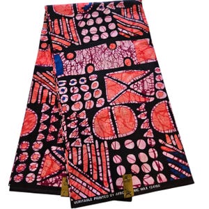 Pink and Black Ankara Fabric, African Fabric by the yard, African Print Fabric, Ankara Fabric, Pink Ankara Fabric, Ankara Dress Fabric