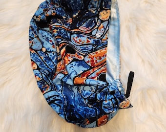Euro/ Pony Style Scrub Cap, Satin-lined Scrub Cap, Surgical Cap. Nurse Cap. African Print Scrub Cap. Afrocentric Scrub Cap. Ready to Ship.