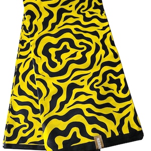 Yellow and Black African Ankara Fabric, African Fabric by the yard, African Print Fabric, Ankara Fabric, Black Fabric, Yellow Fabric.