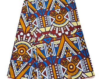 Brown and Gold Mosaic African Print Fabric, African Fabric by the fold, African Fabric, Ankara Fabric, African Dress/Skirt Fabric
