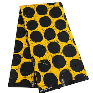 Yellow and Black African Fabric, Ankara Fabric, Yellow Black Ankara Fabric, African Fabric in yards, 100% Cotton Fabric, Ankara Fabric.